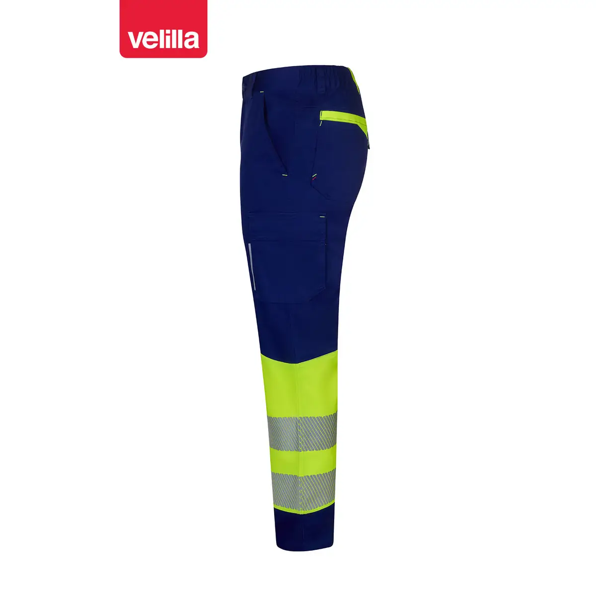 Pantalón reciclado bicolor Velilla 303032S 29 Pantalón reciclado bicolor Velilla 303032S Azulina/Amarillo flúor, vista lateral
