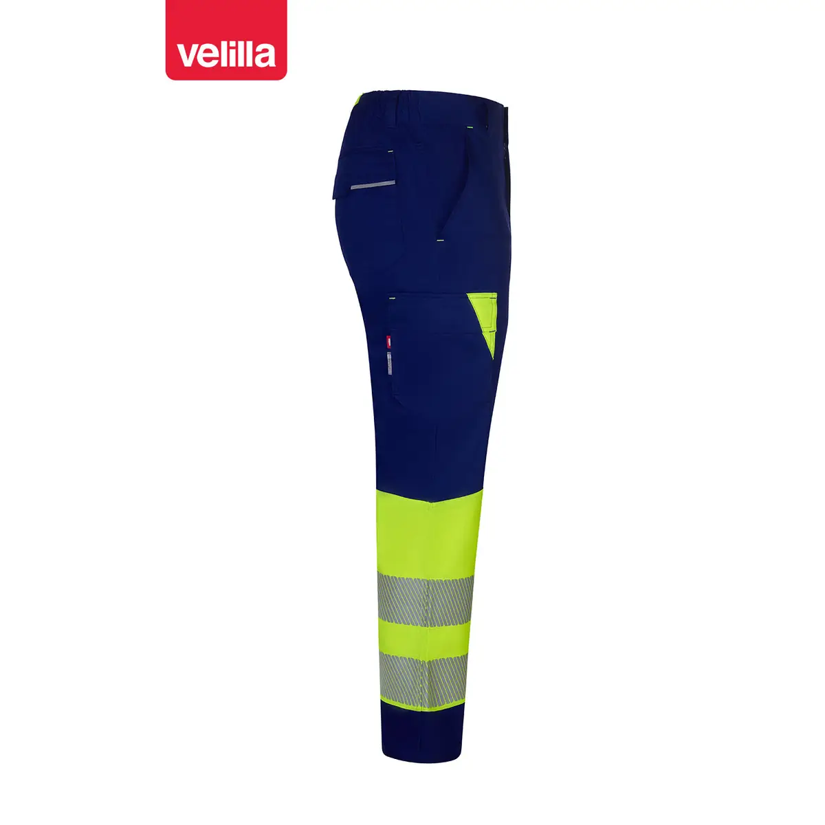 Pantalón reciclado bicolor Velilla 303032S 30 Pantalón reciclado bicolor Velilla 303032S Azulina/Amarillo flúor, vista lateral opuesta