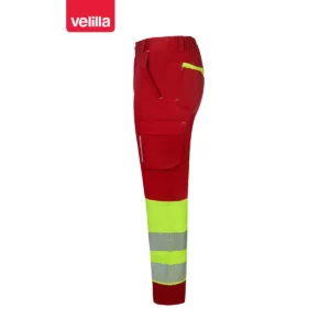 Pantalón reciclado bicolor Velilla 303032S Rojo/Amarillo flúor, vista lateral