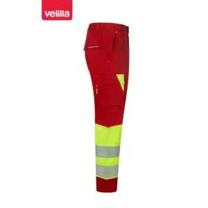 Pantalón reciclado bicolor Velilla 303032S Rojo/Amarillo flúor, vista lateral opuesta