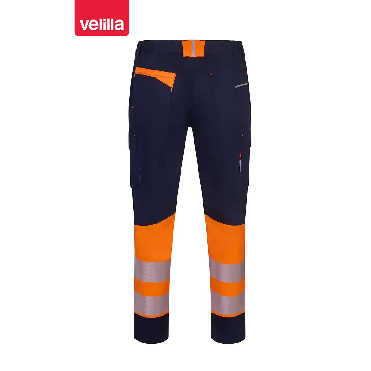 Pantalón reciclado bicolor Velilla 303032S 23 Pantalón reciclado bicolor Velilla 303032S Azul navy/Naranja flúor, vista trasera