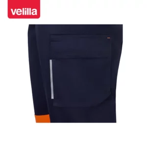 Pantalón reciclado bicolor Velilla 303032S Azul navy/Naranja flúor, detalle de bolsillo para herramienta