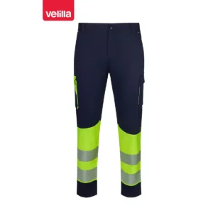 Pantalón reciclado bicolor Velilla 303032S Azul navy/Amarillo flúor, vista frontal