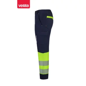 Pantalón reciclado bicolor Velilla 303032S Azul navy/Amarillo flúor, vista lateral