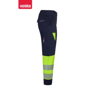 Pantalón reciclado bicolor Velilla 303032S Azul navy/Amarillo flúor, vista lateral opuesta