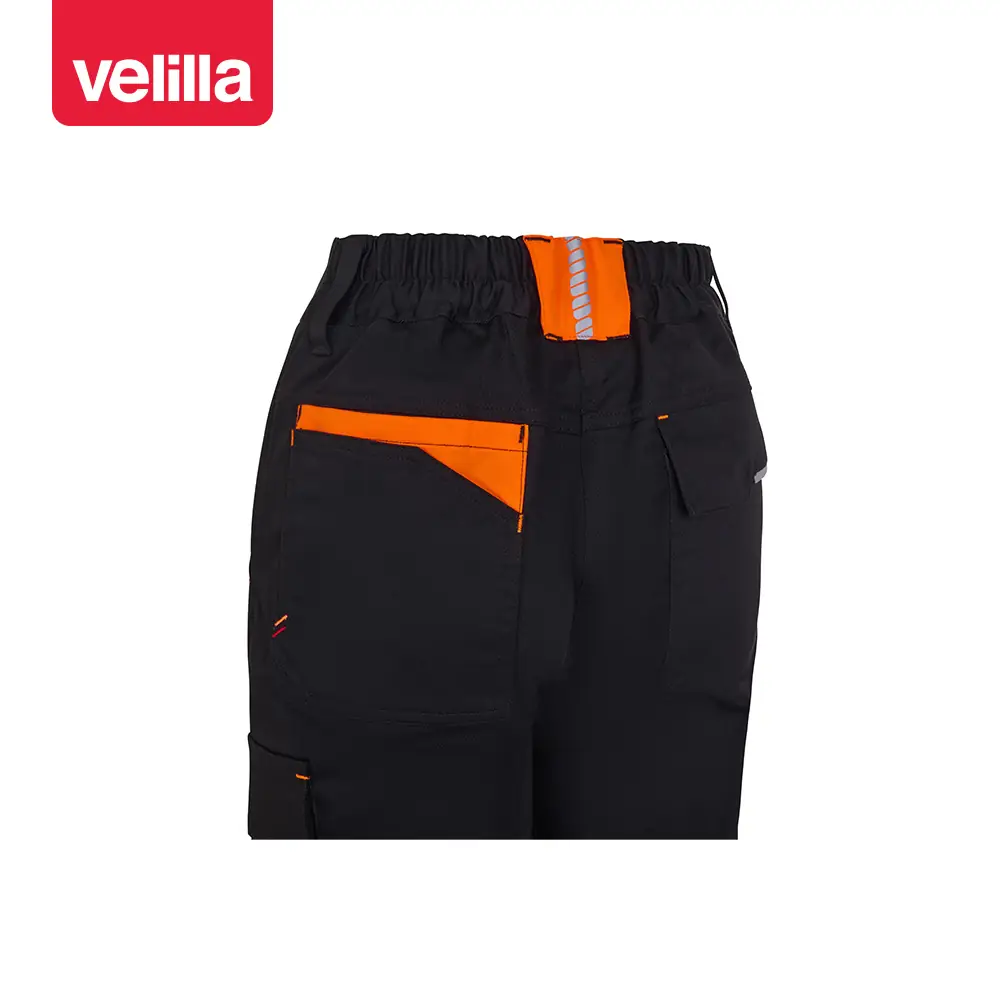 Pantalón reciclado mujer Velilla 303032SW 9 Pantalón reciclado mujer Velilla 303032SW Negro/Naranja flúor, detalle de bolsillo trasero y cintura