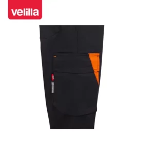Pantalón reciclado mujer Velilla 303032SW Negro/Naranja flúor, detalle de bolsillo lateral