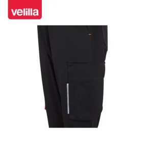 Pantalón reciclado mujer Velilla 303032SW Negro/Naranja flúor, detalle de bolsillo para herramienta
