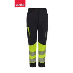 Pantalón reciclado mujer Velilla 303032SW Negro/Amarillo flúor, vista frontal
