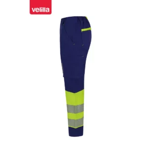 Pantalón reciclado mujer Velilla 303032SW Azulina/Amarillo flúor, vista lateral