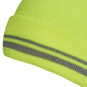 Gorro térmico flúor Velilla 304001 Amarillo flúor, detalle de dobladillo reflectante