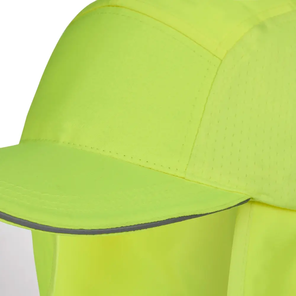 Gorra con cubrenucas flúor Velilla 304004 9 Gorra con cubrenucas flúor Velilla 304004 Amarillo flúor, detalle de visera y panel frontal