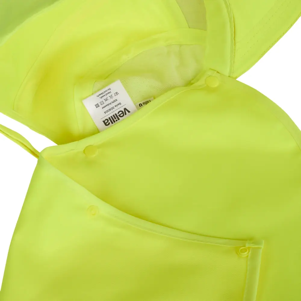 Gorra con cubrenucas flúor Velilla 304004 10 Gorra con cubrenucas flúor Velilla 304004 Amarillo flúor, detalle de sujeción del cubrenucas