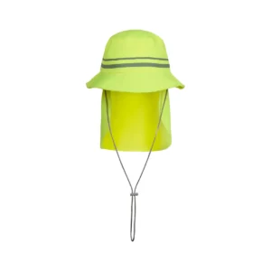 Gorro con cubrenucas Velilla 304005 Amarillo flúor, vista frontal con cubrenucas
