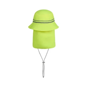 Gorro con cubrenucas Velilla 304005 Amarillo flúor, vista trasera con cubrenucas