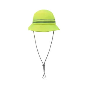 Gorro con cubrenucas Velilla 304005 Amarillo flúor, vista lateral opuesta sin cubrenucas