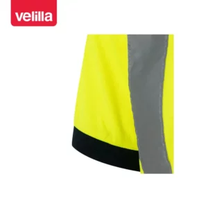 Polo bicolor manga corta Velilla 305502 Azul marino/Amarillo flúor, detalle de bajo de manga