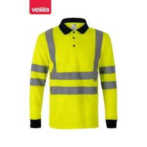 Polo bicolor manga larga Velilla 305503 Azul marino/Amarillo flúor, vista frontal
