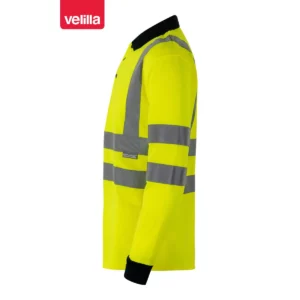 Polo bicolor manga larga Velilla 305503 Azul marino/Amarillo flúor, vista lateral