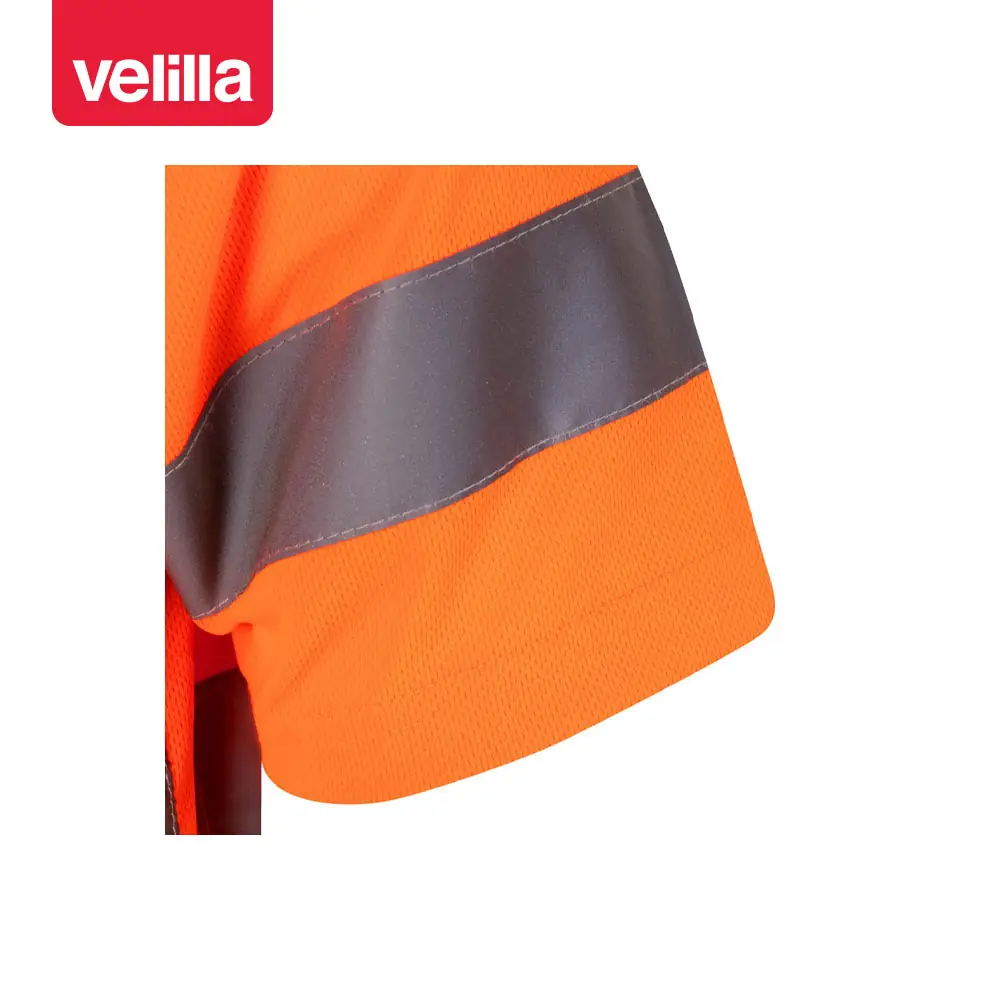 Camiseta técnica manga corta Velilla 305505 10 Camiseta técnica manga corta Velilla 305505 Naranja flúor, detalle de manga y cinta reflectante