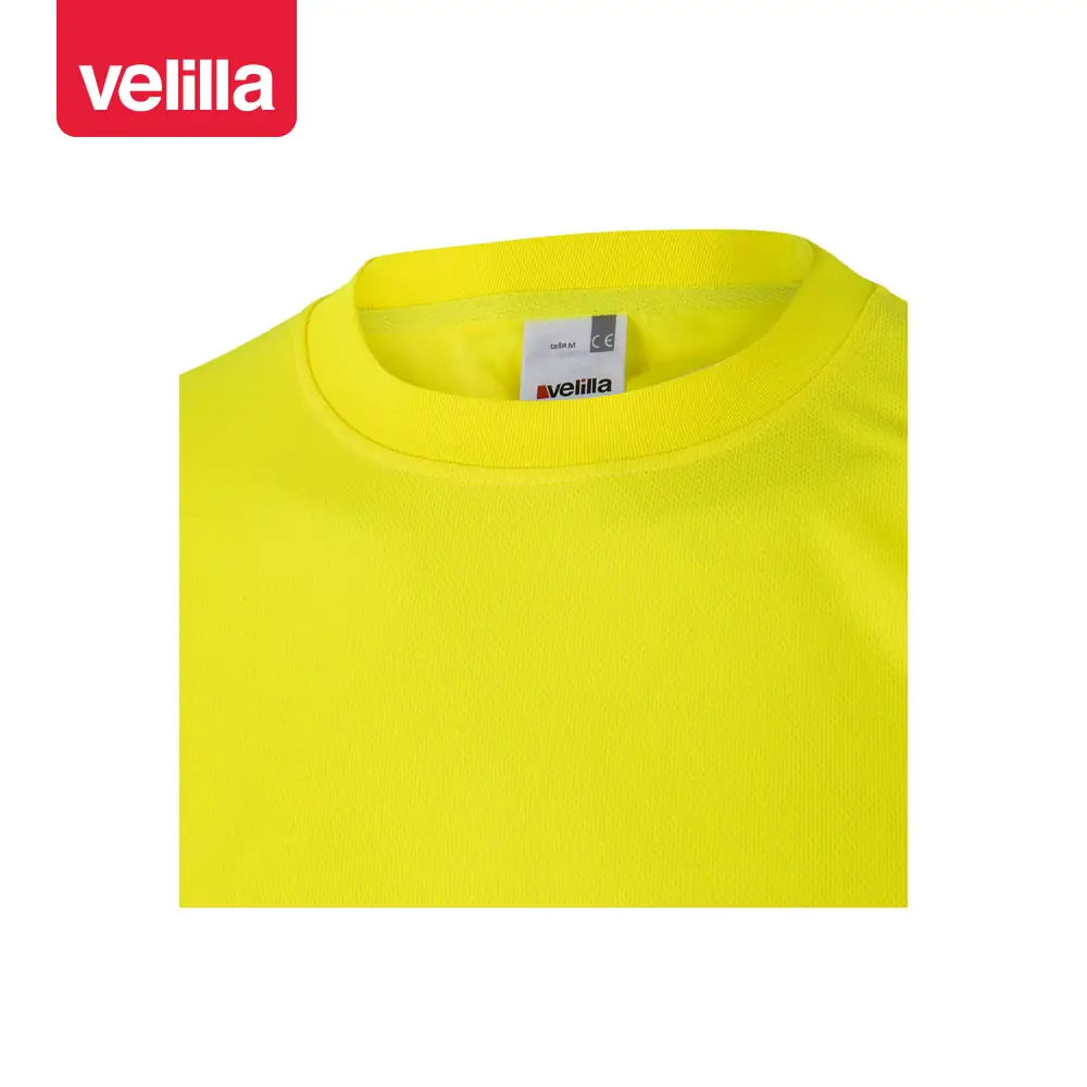 Camiseta técnica manga corta Velilla 305505 7 Camiseta técnica manga corta Velilla 305505 Amarillo flúor, detalle de cuello