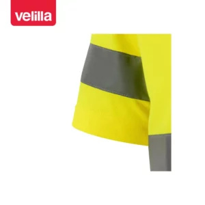 Camiseta técnica manga corta Velilla 305505 Amarillo flúor, detalle de manga y cinta reflectante