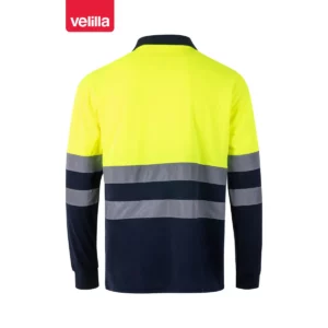 Polo bicolor manga larga Velilla 305507 Azul marino/Amarillo flúor, vista trasera