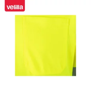 Polo bicolor manga larga Velilla 305507 Azul marino/Amarillo flúor, detalle de bolsillo del pecho