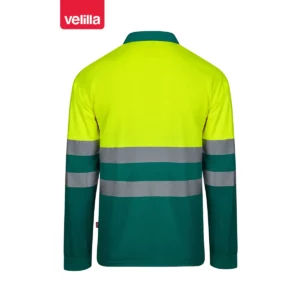 Polo bicolor manga larga Velilla 305507 Verde/Amarillo flúor, vista trasera