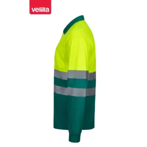 Polo bicolor manga larga Velilla 305507 Verde/Amarillo flúor, vista lateral