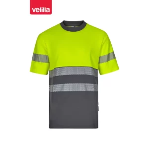 Camiseta bicolor manga corta Velilla 305509 Gris/Amarillo flúor, vista frontal
