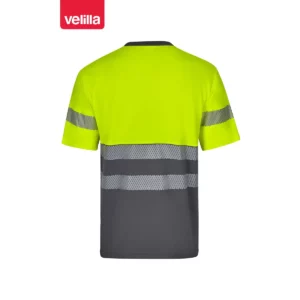 Camiseta bicolor manga corta Velilla 305509 Gris/Amarillo flúor, vista trasera