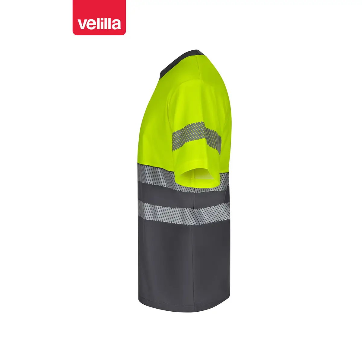 Camiseta bicolor manga corta Velilla 305509 2 Camiseta bicolor manga corta Velilla 305509 Gris/Amarillo flúor, vista lateral