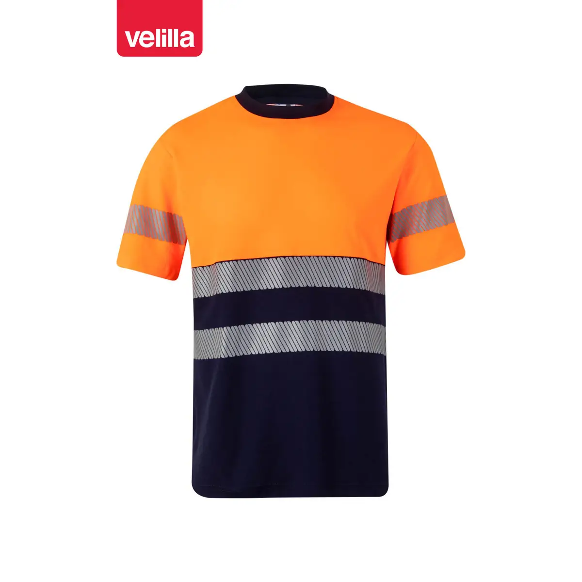 Camiseta bicolor manga corta Velilla 305509 10 Camiseta bicolor manga corta Velilla 305509 Azul navy/Naranja flúor, vista frontal