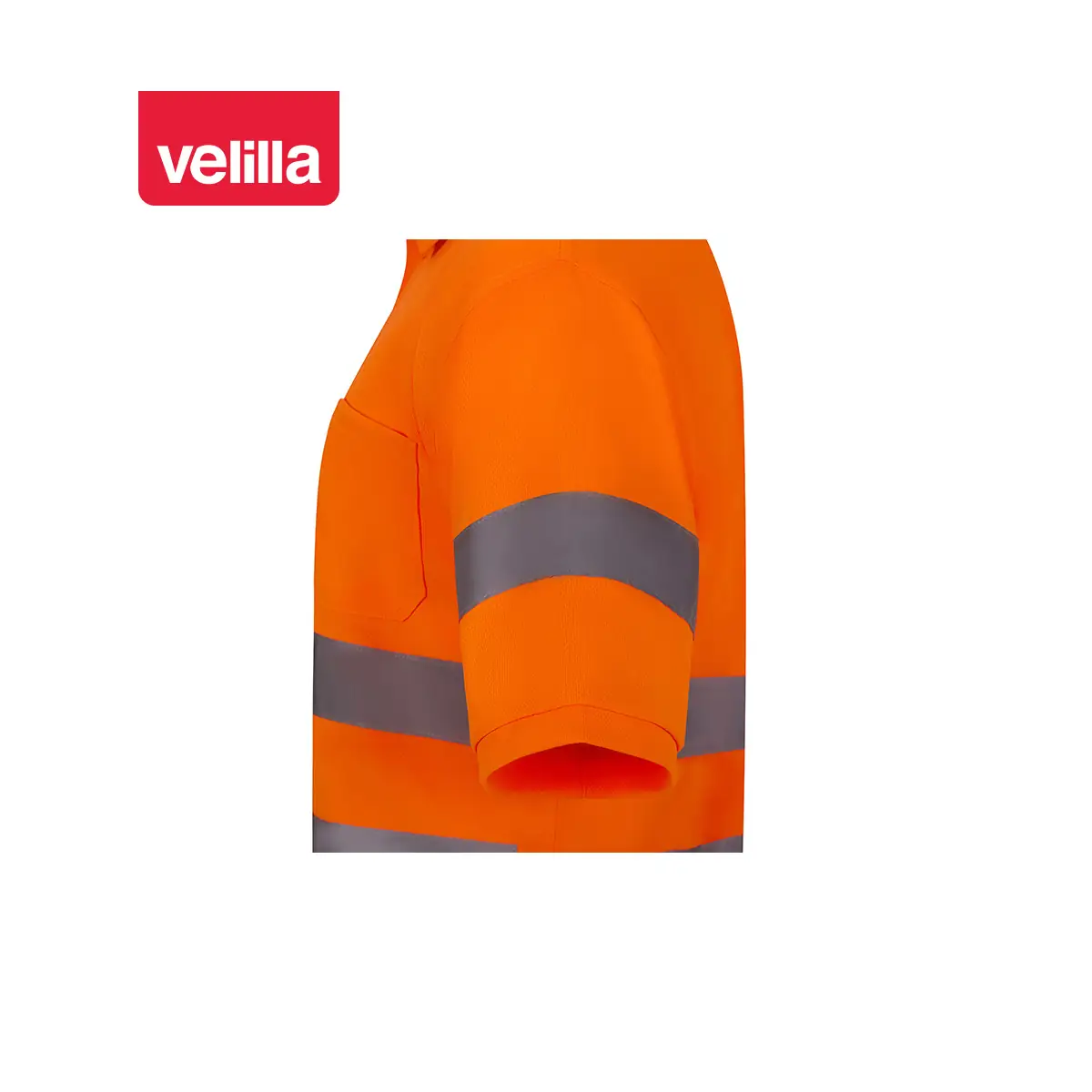 Polo alta visibilidad Velilla 305510 12 Polo de alta visibilidad Velilla 305510 naranja flúor, detalle de manga y cintas reflectantes