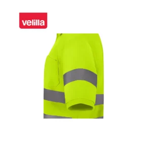 Polo de alta visibilidad Velilla 305510 amarillo flúor, detalle de manga y cintas reflectantes