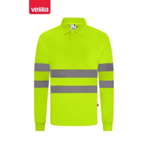 Polo manga larga Velilla 305511 amarillo flúor, vista frontal