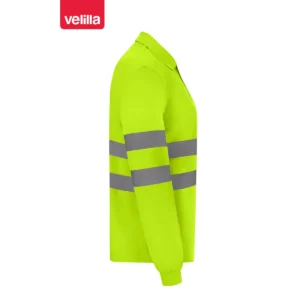 Polo manga larga Velilla 305511 amarillo flúor, vista lateral