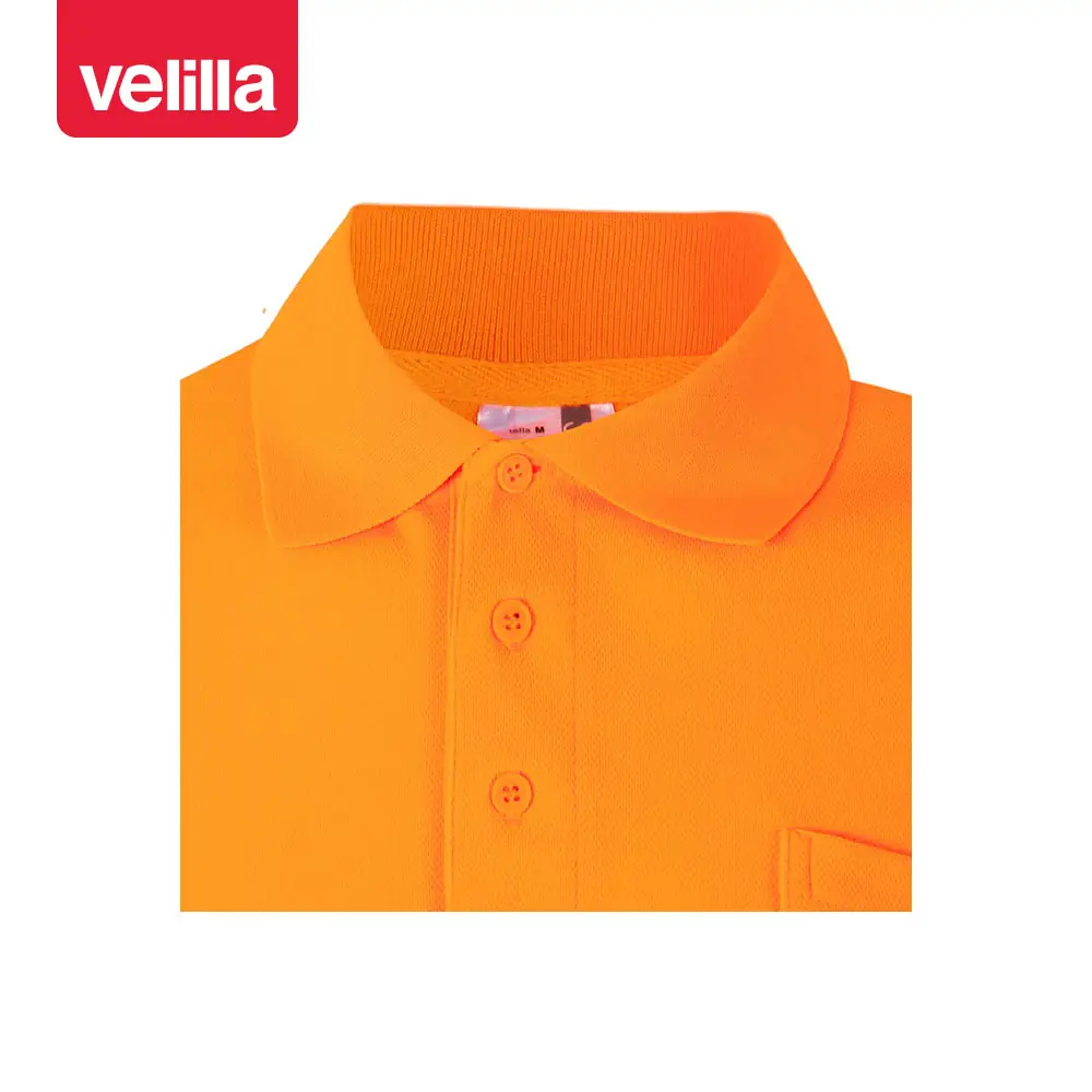 Polo manga corta Velilla 305512 13 Polo manga corta Velilla 305512 Naranja flúor, detalle de cuello y botones