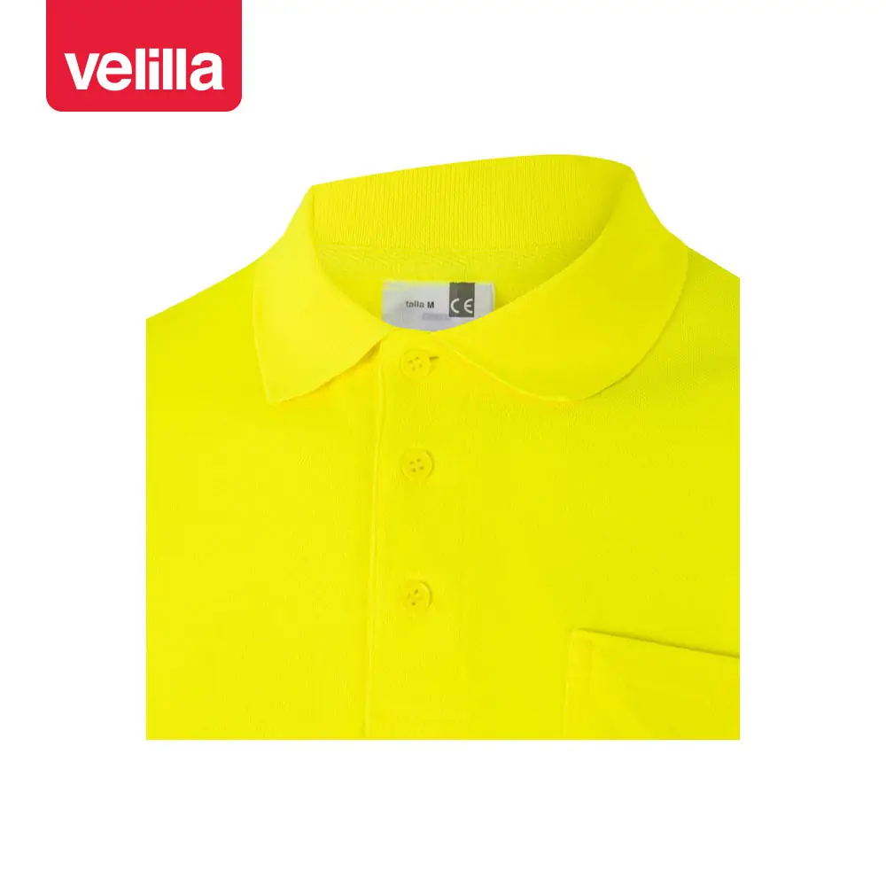 Polo manga corta Velilla 305512 8 Polo manga corta Velilla 305512 Amarillo flúor, detalle de cuello y botones