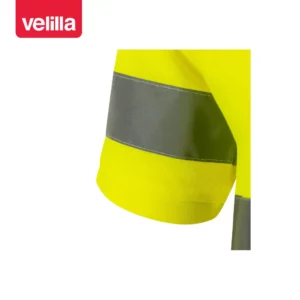 Polo manga corta Velilla 305512 Amarillo flúor, detalle de manga y cinta reflectante