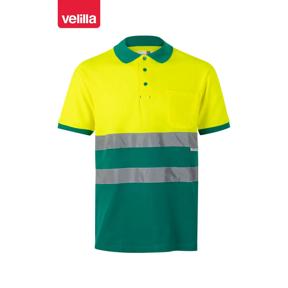 Polo bicolor manga corta Velilla 305513 7 Polo bicolor manga corta Velilla 305513 Verde/Amarillo flúor, vista frontal