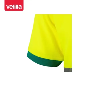 Polo bicolor manga corta Velilla 305513 Verde/Amarillo flúor, detalle de bajo de manga