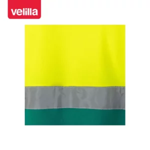 Polo bicolor manga corta Velilla 305513 Verde/Amarillo flúor, detalle de cinta reflectante