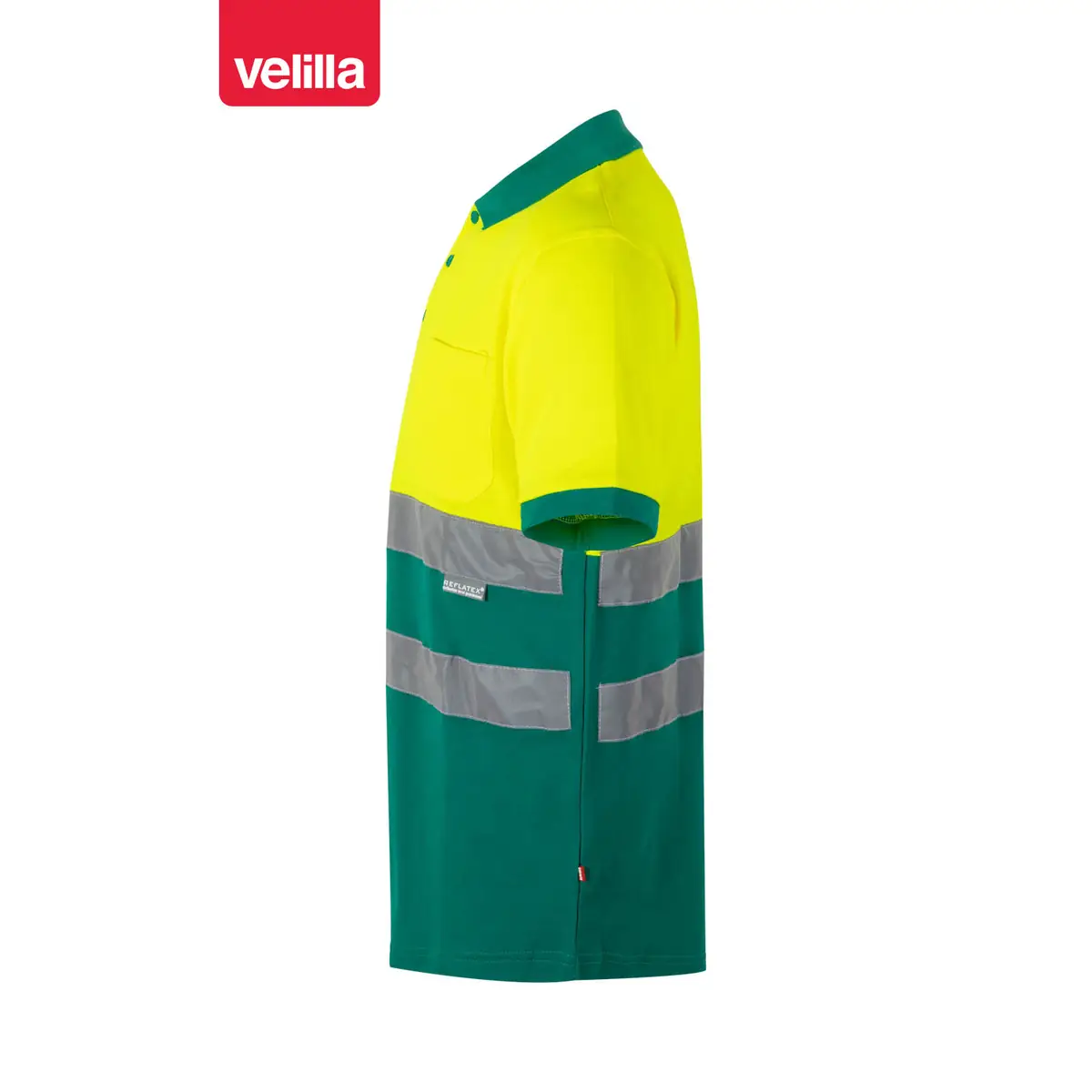 Polo bicolor manga corta Velilla 305513 8 Polo bicolor manga corta Velilla 305513 Verde/Amarillo flúor, vista lateral