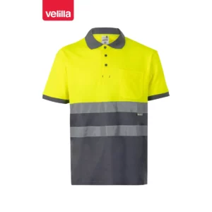 Polo bicolor manga corta Velilla 305513 Gris/Amarillo flúor, vista frontal