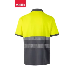 Polo bicolor manga corta Velilla 305513 Gris/Amarillo flúor, vista trasera