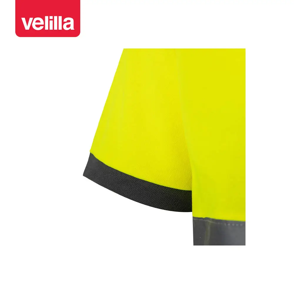Polo bicolor manga corta Velilla 305513 15 Polo bicolor manga corta Velilla 305513 Gris/Amarillo flúor, detalle de bajo de manga
