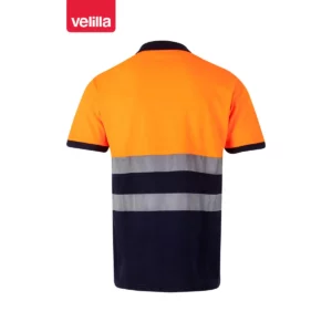Polo bicolor manga corta Velilla 305513 Azul navy/Naranja flúor, vista trasera
