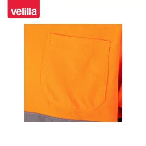 Polo bicolor manga corta Velilla 305513 Azul navy/Naranja flúor, detalle de bolsillo del pecho